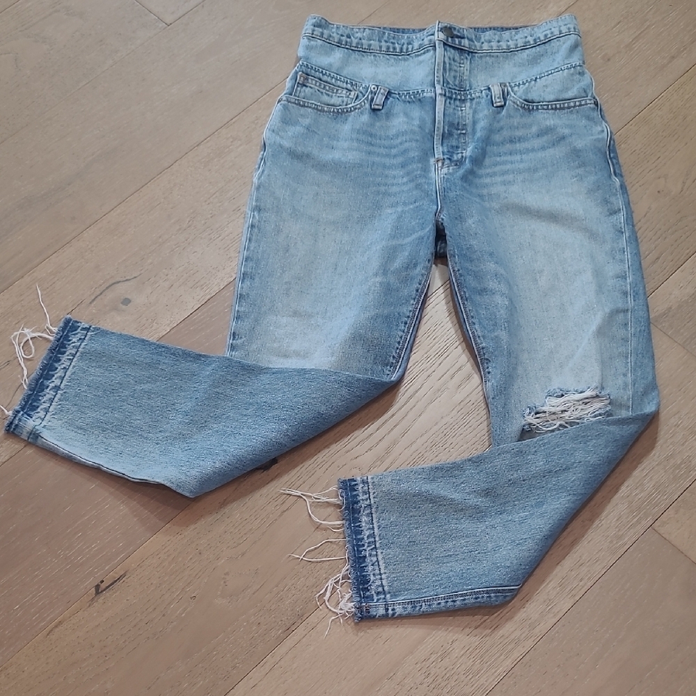 Hudson Jessi Boyfriend Jeans Women's sz 26 High Rise Button Fly Denim Crop Jeans